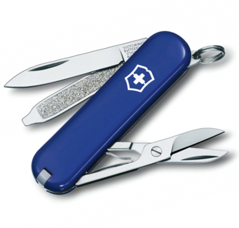 Нож Victorinox Classic Nail Clip 580, 65 мм, 8 функций, полупрозрачный синий 0.6463.T2 от прозводителя Victorinox