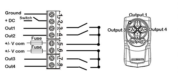 Комплект ДУ якорной лебедкой и подруливающим устройством судна SRCA12B от прозводителя ALLREMOTE