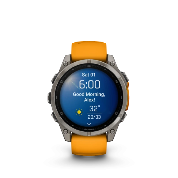 Garmin Fenix ​​8 — 47 мм AMOLED — сапфирово-титановый с оранжево/графитовым ремешком 010-02904-11 от прозводителя Garmin