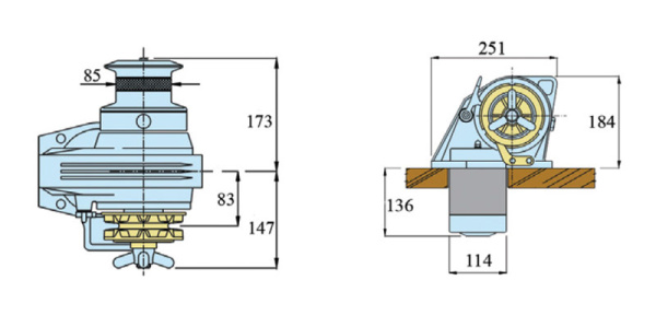 Лебедка якорная "Kobra", 1000Вт, 12В, цепь 8мм  с кн. сброса 600496 от прозводителя Lofrans