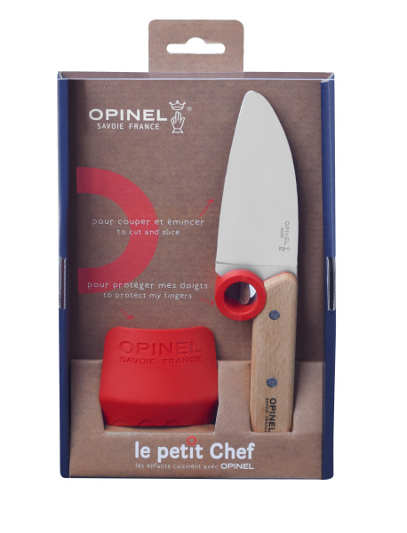 Нож шеф-повара Opinel+защита пальцев, деревянная рукоять, нержавеющая сталь, коробка, 001744 001744 от прозводителя Opinel