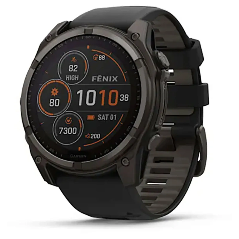Garmin Fenix 8 - 51 мм SOLAR | SAPPHIRE | Carbon grey DLC titanium with Black/pebble grey silicone band