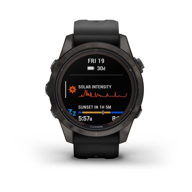 Garmin Fenix 7s Pro - 42 мм SOLAR | SAPPHIRE | Carbon Grey DLC Titanium with Black Band