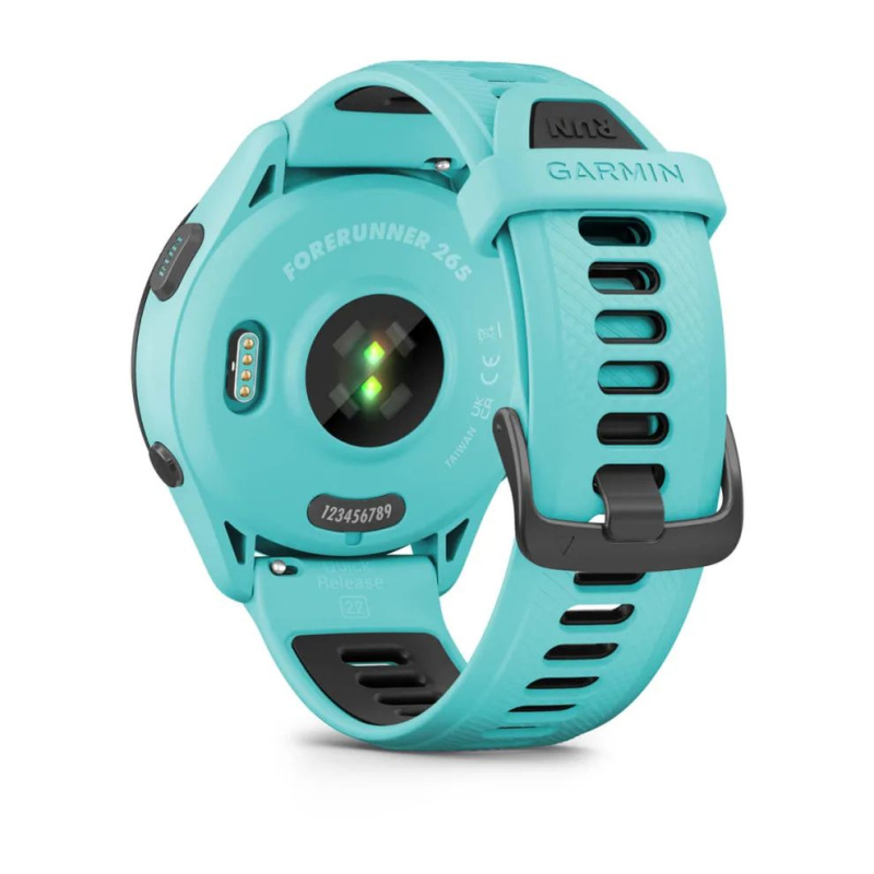 Garmin Forerunner 265 - 46 мм | Black Bezel with Aqua Case and Aqua/Black Silicone Band
