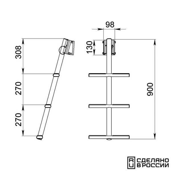 Трап дайверский быстросъемный, 3 белых ступени (ширина 350мм.) 040182WT от прозводителя Техномарин