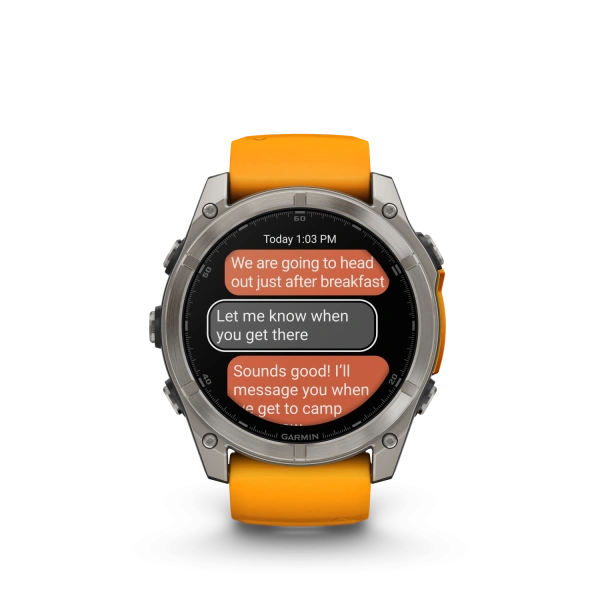 Garmin Fenix ​​8 — AMOLED, 51 мм — сапфирово-титановый с силиконовым ремешком Spark Orange/Graphite 010-02905-11 от прозводителя Garmin