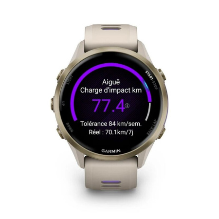 Garmin Forerunner 970 - | Soft Gold Titanium with French Grey Case and French Grey/Translucent Indigo Band
