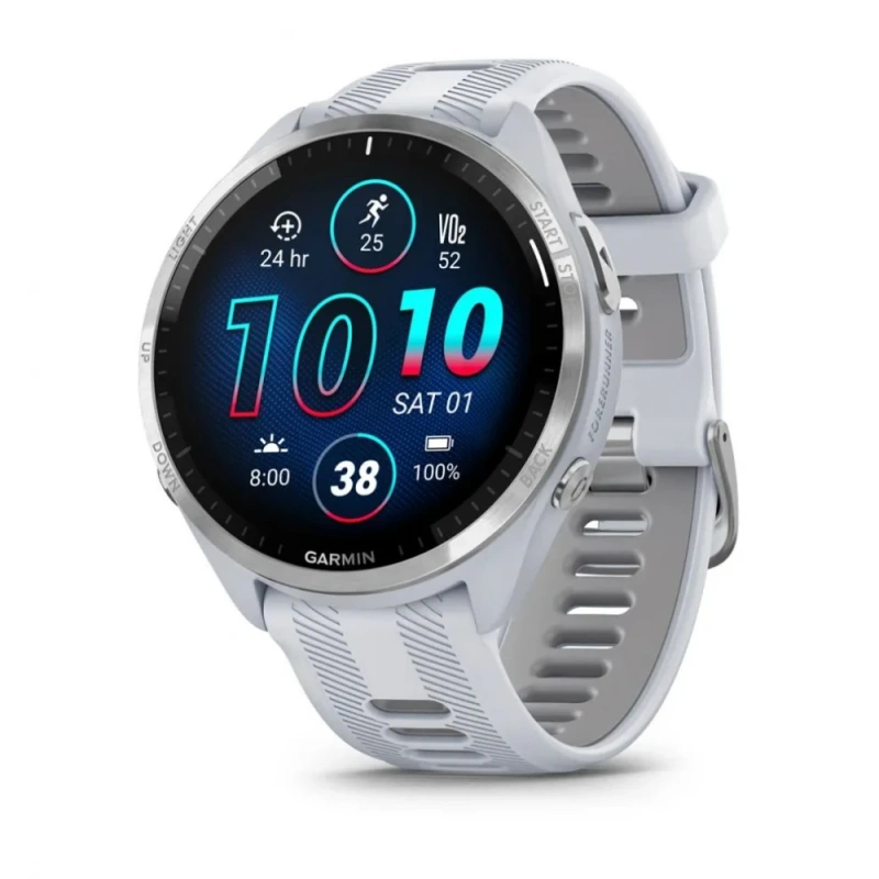 Garmin Forerunner 965 - | Titanium Bezel with Whitestone Case and Whitestone/Powder Grey Silicone Band