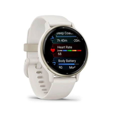 Garmin Vivoactive 5 | Cream Gold Aluminum Bezel with Ivory Case and Silicone Band