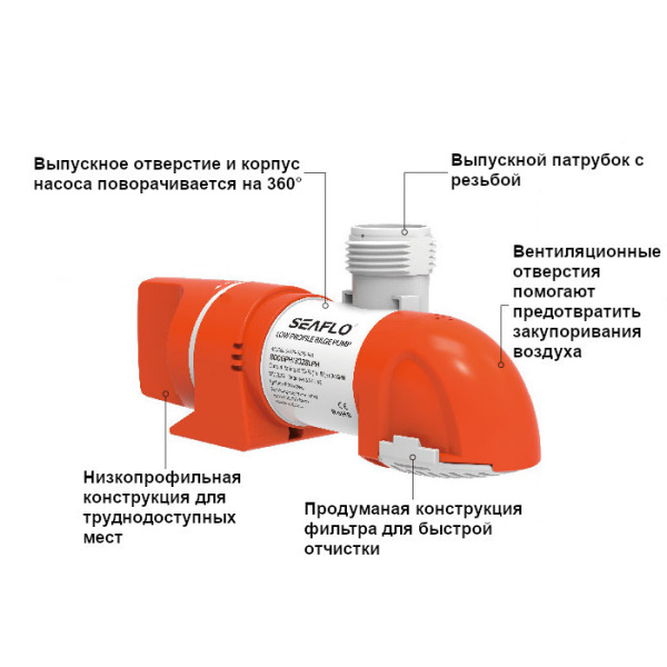Насос осушительный низкопрофильный 800GPH 14С Series 12В SFBP1-G800-14C от прозводителя SeaFlo Насос осушительный низкопрофильный 800GPH 14С Series 12В SFBP1-G800-14C от прозводителя SeaFlo