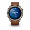 Garmin Fenix 8 - 51 мм AMOLED | SAPPHIRE | Titanium with Chestnut Leather Band