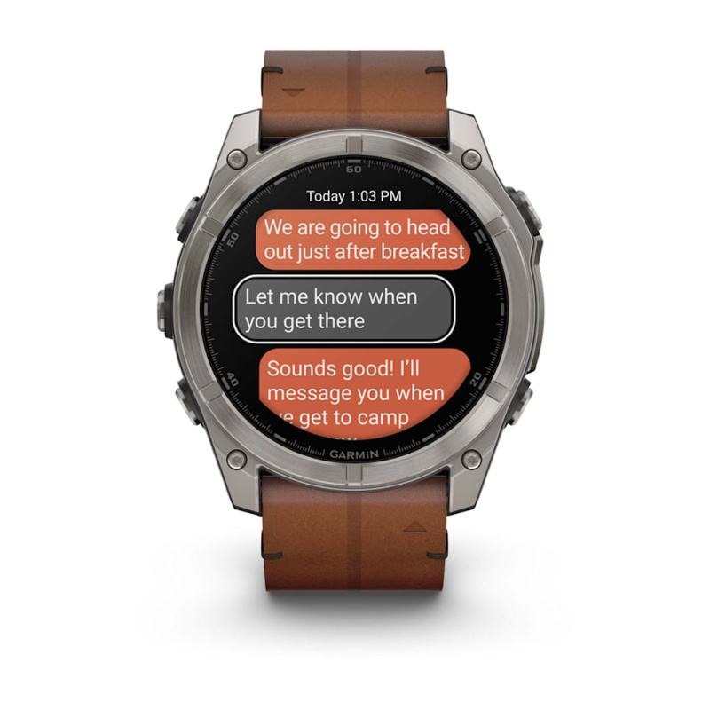 Garmin Fenix 8 - 51 мм AMOLED | SAPPHIRE | Titanium with Chestnut Leather Band